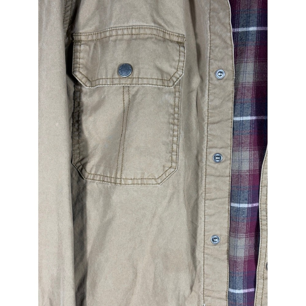 Alpine Design Mens Tan Canvas Flannel Lined Snap Front Shirt Jacket Large - Picture 5 of 12